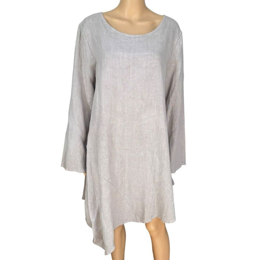 Bryn Walker Nada Linen Tunic XL NWT Daikon Light Grey Oversized Boho Lagenlook
